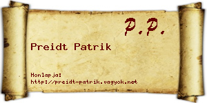 Preidt Patrik névjegykártya